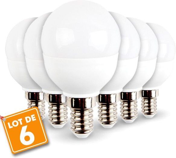 Eclairage Design Lot de 6 ampoules LED E14 Mini Globe 5.5W 470 lumens (Température de Couleur : Blanc chaud 2700K)