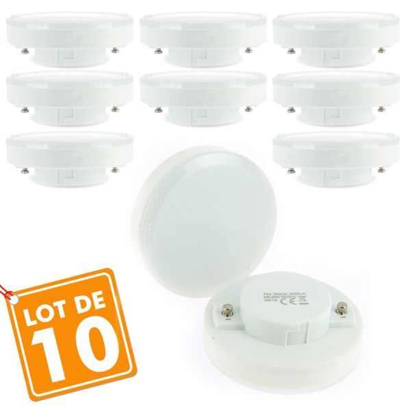 Eclairage Design Lot de 10 Ampoules LED GX53 7W eq 50W (Température de Couleur : Blanc froid 6000K)