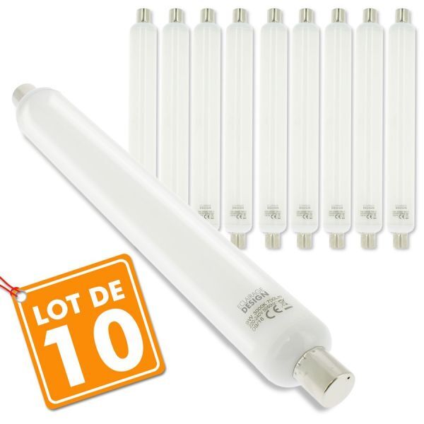 Eclairage Design Lot de 10 TUBES LINO LED S19 9W Eq 60W (Température de Couleur : Blanc chaud 3000K)