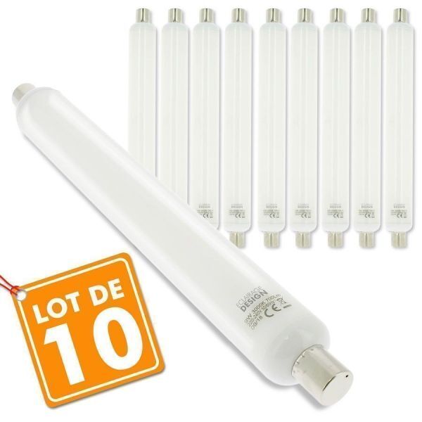Eclairage Design Lot de 10 TUBES LINO LED S19 9W Eq 60W (Température de Couleur : Blanc neutre 4000K)