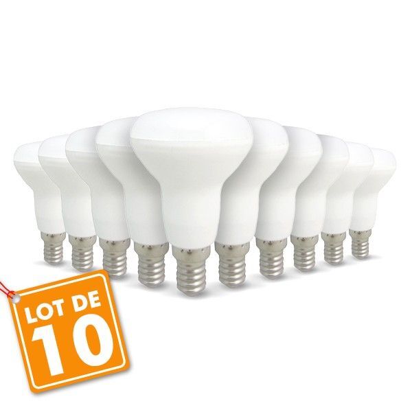 Eclairage Design Lot de 10 ampoules LED E14 R50 6W Eq 50W (Température de Couleur : Blanc chaud 2700K)