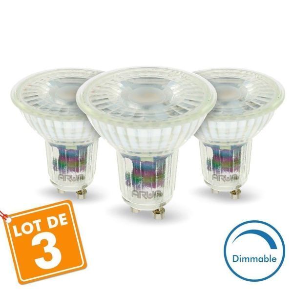 ARUM LIGHTING Lot de 3 Ampoules LED GU10 5W Dimmable 420 Lm Eq 50W (Température de Couleur : Blanc neutre 4000K)