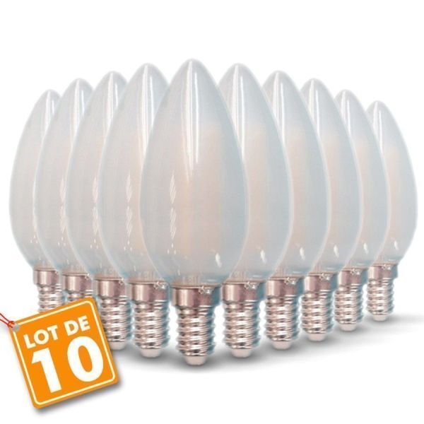 Eclairage Design Lot de 10 Ampoules LED E14 opaque 4W eq 40W 470lm (Température de Couleur : Blanc neutre 4000K)