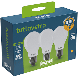 Beghelli LAMPADINA LED  3PZ TVLED GOC 8WE27-3K