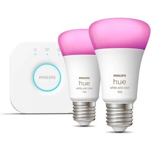 Philips Hue White and Color ambiance Starter Kit Bridge + 2 Lampadine Smart E27 75W