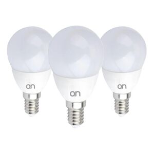 On Set da 3 lampadine LED, E14 goccia, opaco, luce naturale, 5W= 410LM (equiv 35 W), 270° ,