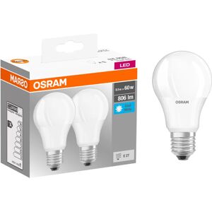 Osram Set da 2 lampadine LED, E27 goccia, opaco, luce fredda, 8.5W= 806LM (equiv 60 W), 200° ,