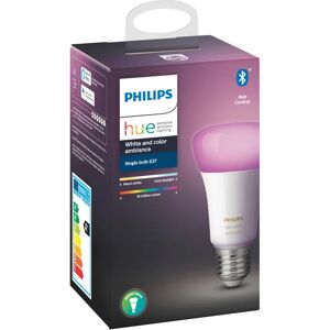 Philips Lampadina HUE COLOR BLUETOOTH, LED, E27 goccia, trasparente, rgb, 9W= 806LM (equiv 60 W), 150° dimmerabile,