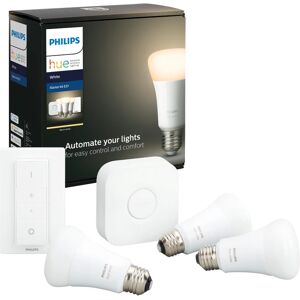 Philips Set da 3 lampadine HUE WHITE BLUETOOTH + BRIDGE + DIMMER, LED, E27 goccia, opaco, luce calda, 9W= 806LM (equiv 60 W), 150° dimmerabile,