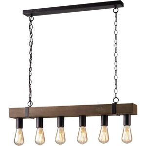 LUCE AMBIENTE DESIGN Lampadario Industriale Tezas marrone in legno, 6 luci,