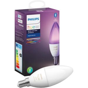 Philips Lampadina HUE COLOR BLUETOOTH, LED, E14 oliva, opaco, luce cct e rgb, 5.3W= 470LM (equiv 40 W), 150° dimmerabile,