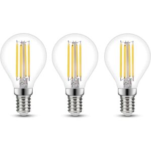 LEXMAN Set da 3 lampadine LED, E14 sferico, trasparente, luce naturale, 4W= 470LM (equiv 40 W), 330° ,