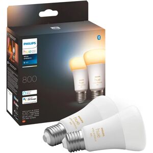 Philips Set da 2 lampadine Hue White Ambiance, LED, E27 goccia, trasparente, cct, 6W= 806LM (equiv 6 W), 200° dimmerabile,