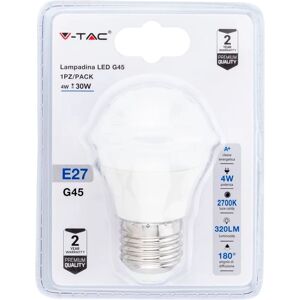 V-TAC Lampadina LED E27 4W G45 2700K (Blister 1 Pezzo)