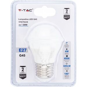 V-TAC Lampadina LED E27 4W G45 4000K (Blister 1 Pezzo)