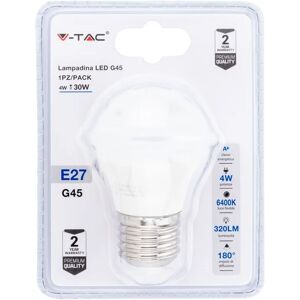 V-TAC Lampadina LED E27 4W G45 6400K (Blister 1 Pezzo)