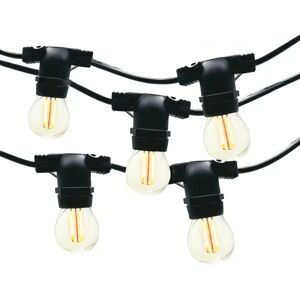 Catena di luci lineare 10 metri con 10 lampadine E27 Bianco caldo 2200K IP65 Nera Wisdom