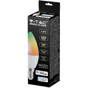 V-Tac Smart Light Vt-5114 Lampadina Led E14 Wifi 4.5w Candela Dimmerabile Rgb+3in1 Gestione Alexa Google - 212754