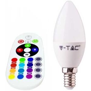 V-Tac Smart Vt-2214 Lampadina Led Smd 3.5w E14 Candela Rgb+w Bianco Caldo 3000k Con Telecomando - Sku 2769