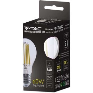 V-Tac Vt-2334 Lampadina Led 4w E27 4000k Lampada Filamento Bulbo A60 Vetro Trasparente Sku 2991