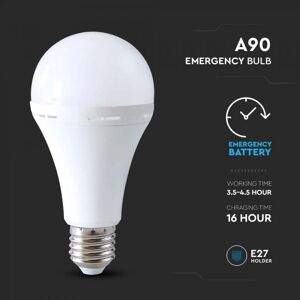 V-Tac Vt-51015 Lampadina Led E27 15w A90 Blackout Con Batteria 4.5 Ore Luce 4000k Lampada Emergenza Utilizzabile Come Torcia Sku 7795