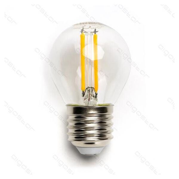 italy's cartridge lampadina led filamento g45 6w attacco e27 640 lumen 2700k luce calda d45h73mm angolo 360 gradi equivale a 50w ad incadescenza