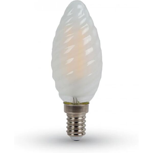 lampadina led a filamento oliva tortiglione smerigliato e14 4.5w luce calda 2700k