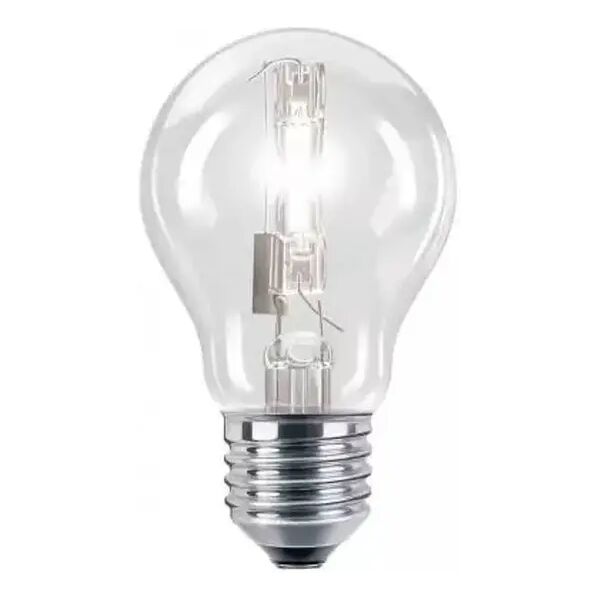 lampadina alogena e27 42w resa 55w goccia trasparente luce calda