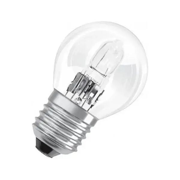 lampadina alogena e27 42w resa 55w sfera piccola trasparente luce calda