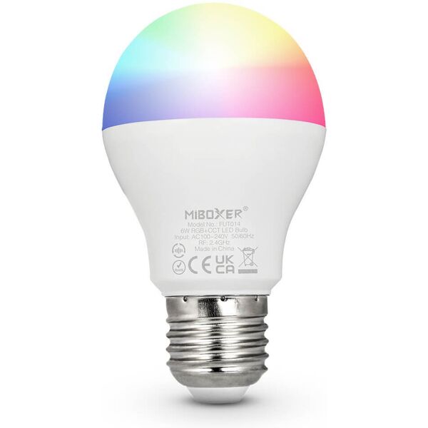 mi-light lampadina led e27 a60 6w rgb+cct dimmerabile mi-boxer professional