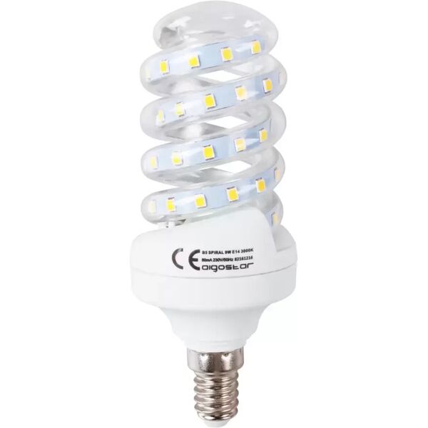 lampadina led e14 a tubo a spirale 9w bianco caldo 3000k aigostar