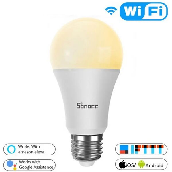 lampadina led smart sonoff b02-b-a60 e27 9w wifi bianco caldo e freddo dimmerabile