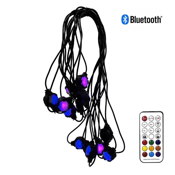 catena luminosa a led decorativa 16 luci multicolore rgbw bluetooth con telecomando wisdom
