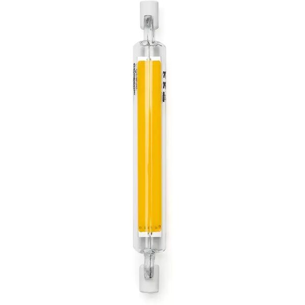 lampadina led r7s lineare 118mm 9w cob in vetro bianco caldo 3000k aigostar