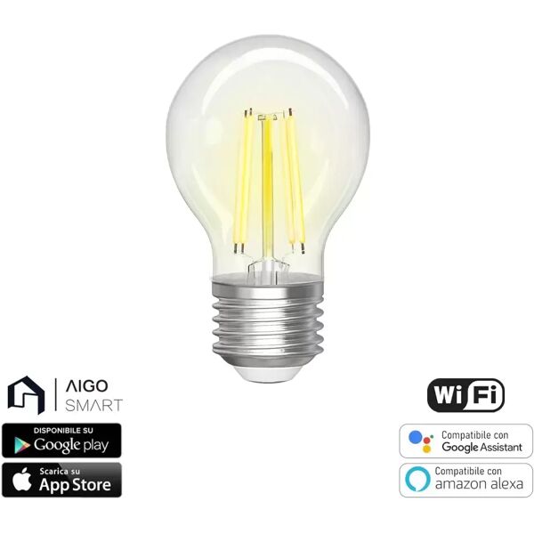 lampadina led a filamento smart g45 e27 4,5w wifi cct luce regolabile e dimmerabile aigostar