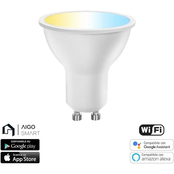 faretto led smart gu10 6w wifi cct luce regolabile e dimmerabile aigostar