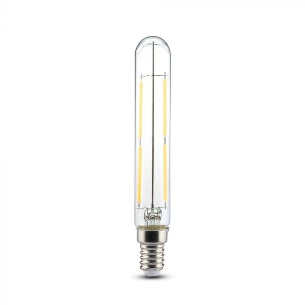 v-tac vt-2204 lampadina tubolare led 4w e14 t20 filamento effetto vintage in vetro trasparente luce 3000k - 212701