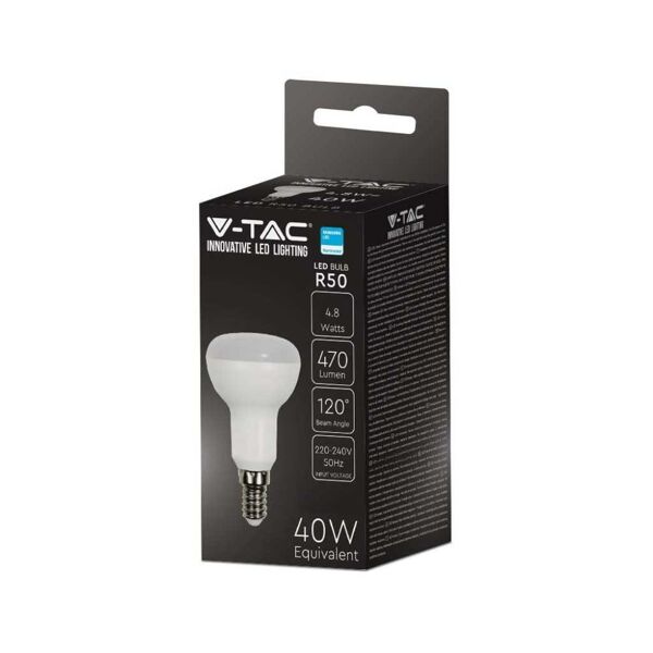 v-tac pro vt-250 lampadina led e14 r50 faretto 4.8w chip samsung bianco naturale 4000k - sku 21139