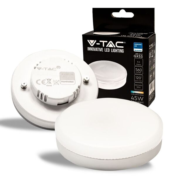 v-tac pro vt-207-n lampadina led chip samsung smd 6.4w gx53 120° 560lm bianco freddo 6500k - sku 21224