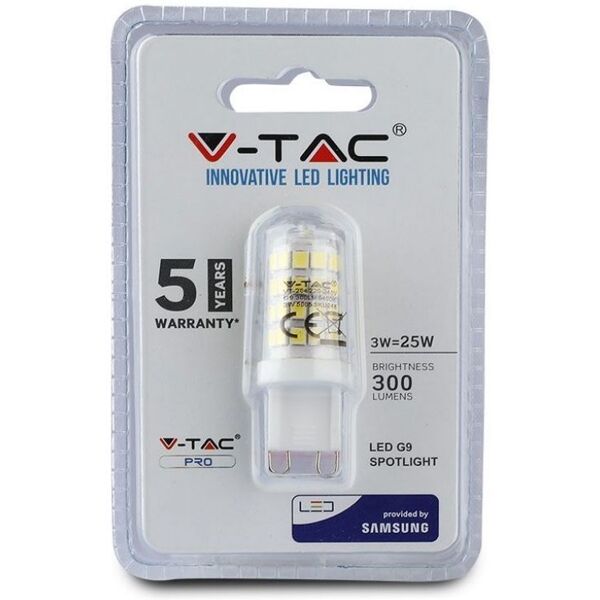 v-tac pro vt-204-n lampadina led chip samsung smd 3w g9 300° 330lm bianco naturale 4000k - sku 21247