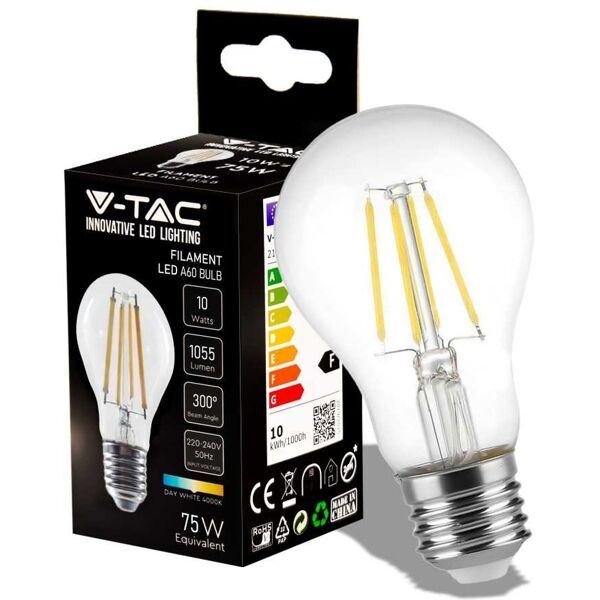 v-tac vt-1981 lampadina led 10w filamento lampada e27 a67 luce bianco caldo 3000k - 214410