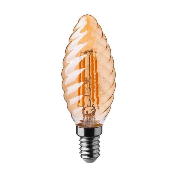 v-tac vt-1948 lampadina led candela vetro tortiglione ambrato 4w filamento e14 2200k - 217115