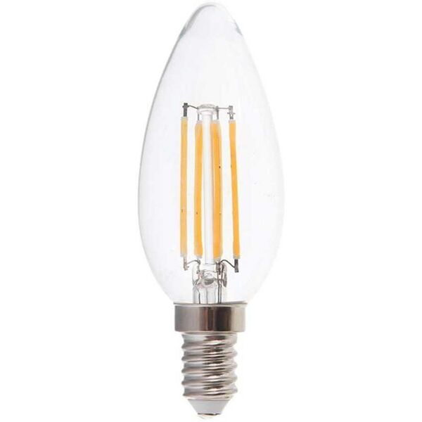 v-tac vt-2127 lampadina led candela e14 6w 100lm/w a filamento luce bianco caldo 3000k - sku 217423