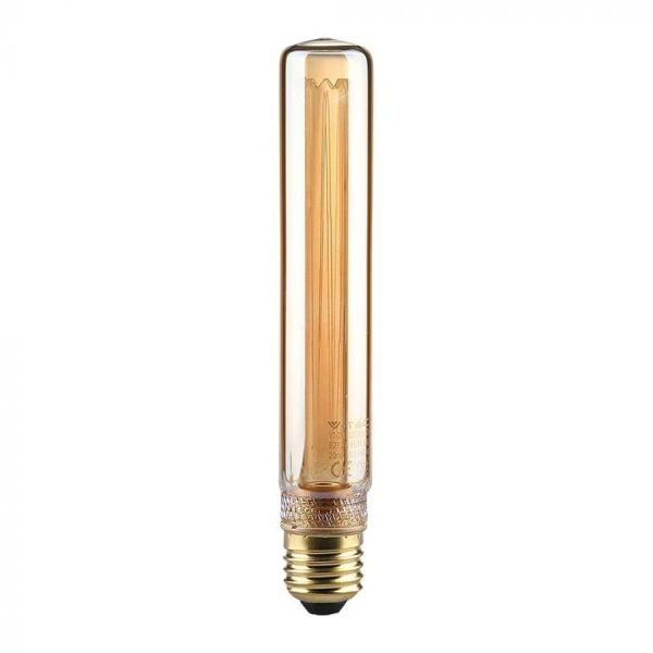 v-tac vt-2162 lampadina tubolare led 2w e27 t30 effetto vintage in vetro colore ambrato con incisioni laser luce 1800k - 217473