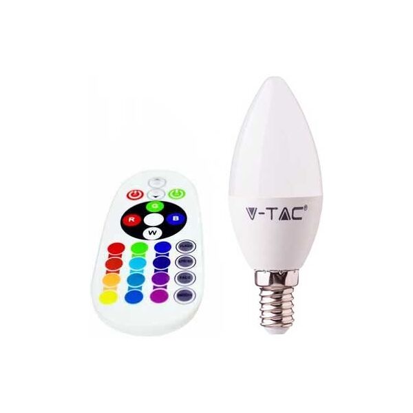 v-tac smart vt-2214 lampadina led smd 3.5w e14 candela rgb+w bianco naturale 4000k con telecomando - sku 2770