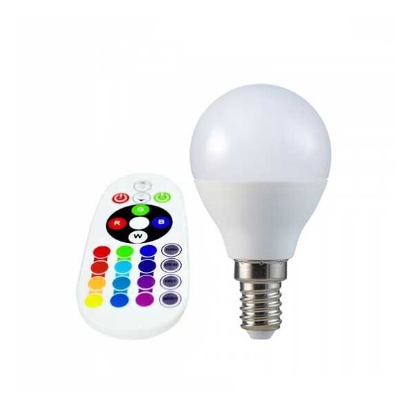 v-tac smart vt-2234 lampadina led smd 3.5w e14 p45 rgb+w bianco naturale 4000k con telecomando - sku 2776