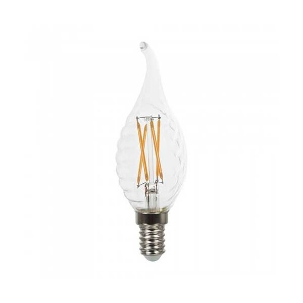 v-tac vt-1995d lampadina led candela tortiglione soffio filamento 4w e14 bianco caldo 2700k dimmable - sku 43881