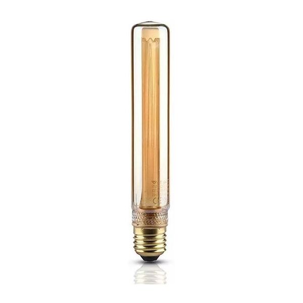 v-tac vt-2162 lampadina tubolare led 2w e27 t30 vintage vetro ambra con incisioni laser filamento bianco caldo 1800k - 7473