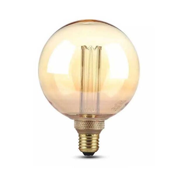 v-tac vt-2195 lampadina led globo 4w e27 g125 vetro ambra con incisioni laser filamento bianco caldo 1800k - 7475