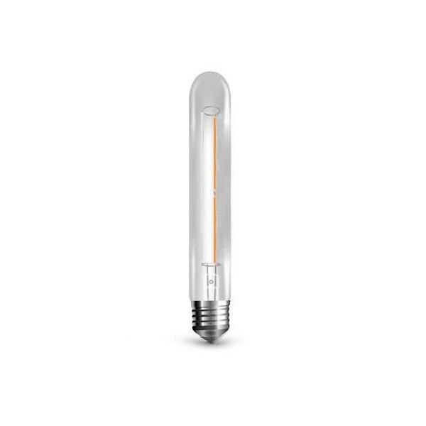 v-tac vt-2042 lampadina led e27 2w tubolare a cilindro filamento in vetro trasparente t30 bianco caldo 2700k - sku 7251